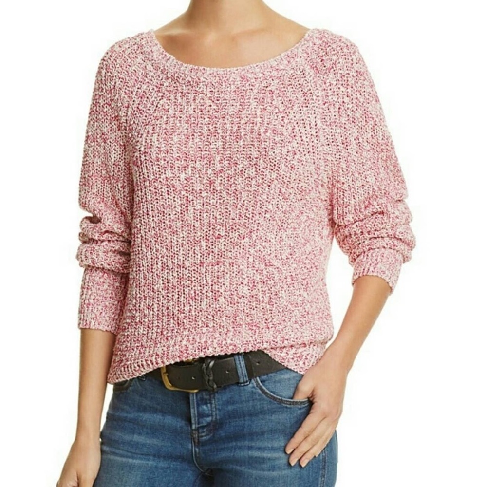 Pink & white Free People sweater